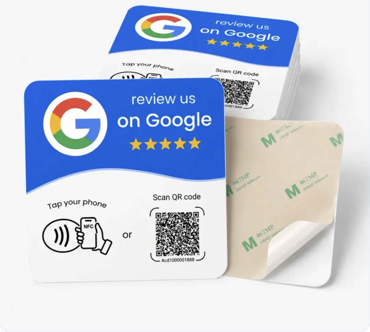 Stapel QR-reviewkaarten met plakrand